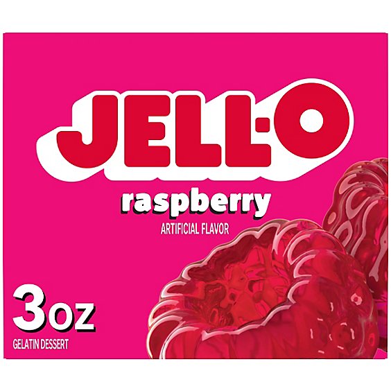 Jell-O Raspberry Gelatin Dessert Mix Box - 3 Oz
