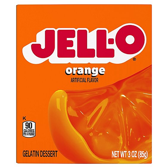 Jell-O Orange Gelatin Dessert Mix Box - 3 Oz
