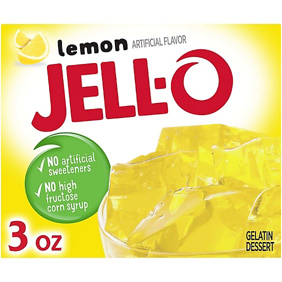 Jell-O Lemon Gelatin Dessert Mix Box - 3 Oz
