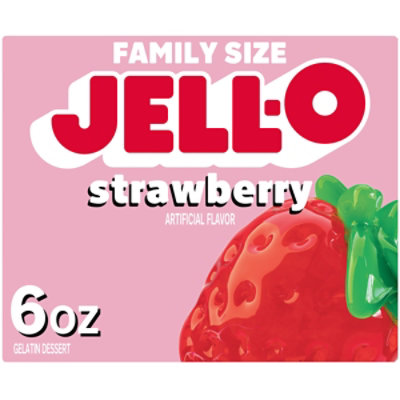 Jell-O Strawberry Artificially Flavored Gelatin Dessert Mix Family Size - 6 Oz - Image 1