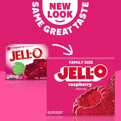Jell-O Raspberry Artificially Flavored Gelatin Dessert Mix Family Size - 6 Oz - Image 2