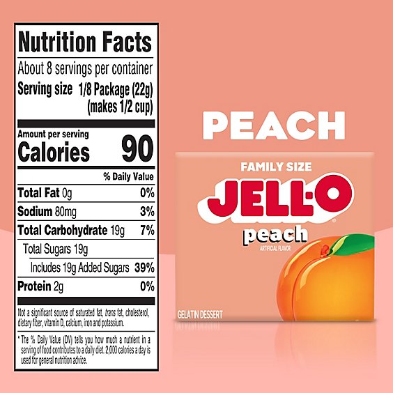 Jell-O Peach Gelatin Dessert Mix Box - 6 Oz
