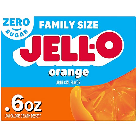 Jell-O Orange Sugar Free Gelatin Dessert Mix Box - 0.6 Oz