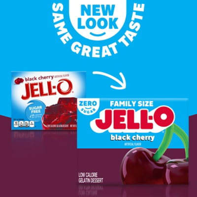 Jell-O Black Cherry Artificially Flavored Zero Sugar Gelatin Dessert Mix Family Size - 0.6 Oz - Image 2