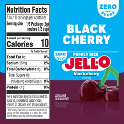 Jell-O Black Cherry Artificially Flavored Zero Sugar Gelatin Dessert Mix Family Size - 0.6 Oz - Image 6