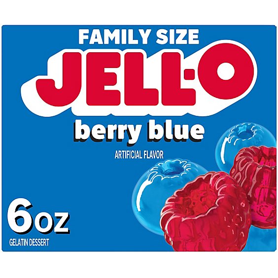 Jell-O Berry Blue Gelatin Dessert Mix Box - 6 Oz - Carrs