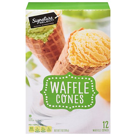 Signature SELECT Waffle Cones Sweet Crispy 12 Count - 7 Oz