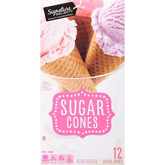 Signature SELECT Sugar Cones Sweet Crispy 12 Count - 5 Oz
