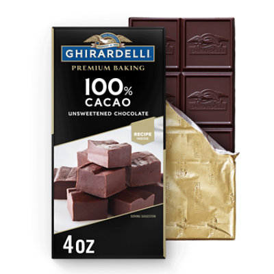 Ghirardelli Premium 100% Cacao Unsweetened Chocolate Baking Bar -  4 Oz