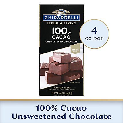 Ghirardelli Premium 100% Cacao Unsweetened Chocolate Baking Bar -  4 Oz - Image 1