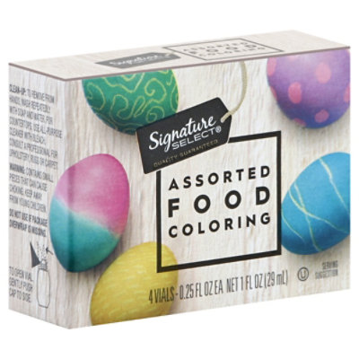 Signature Select Food Colors And Egg Dye Assorted Drop Control Vials - 4-0.25 Fl. Oz.