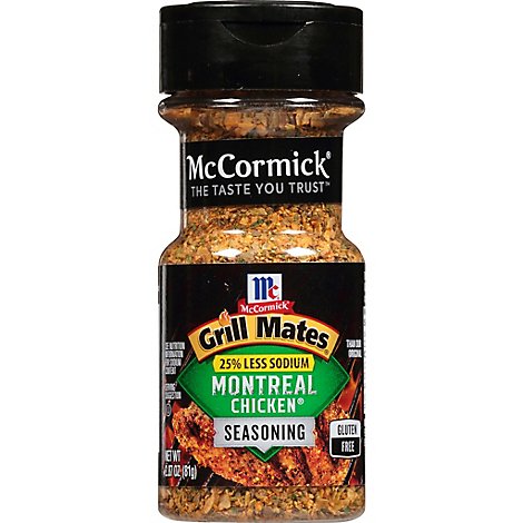 McCormick Grill Mates 25% Less Sodium Montreal Chicken Seasoning - 2.87 Oz