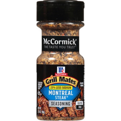 McCormick Grill Mates 25% Less Sodium Montreal Steak Seasoning - 3.18 Oz