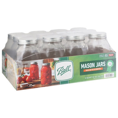 Ball Mason Jars Quart Regular Mouth - 12 Count - Image 1