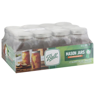 Ball 12-Count Wide Mouth Quart Jars with Lids and Bands 