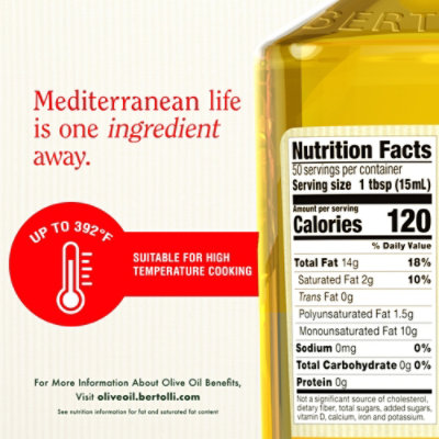 Bertolli Olive Oil 100% Pure Mild Taste Bottle - 25.5 Fl. Oz. - Image 6