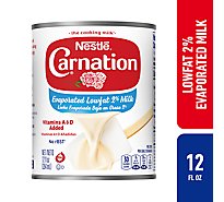 Nestle Carnation Lowfat 2% Evaporated Milk Vitamins A and D Added - 12 Fl. Oz.