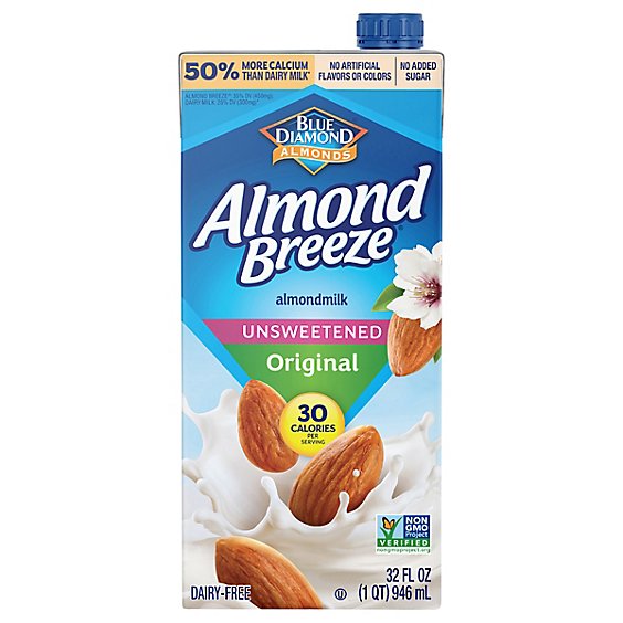 Blue Diamond Almond Breeze Almondmilk Unsweetened Original - 32 Fl. Oz.