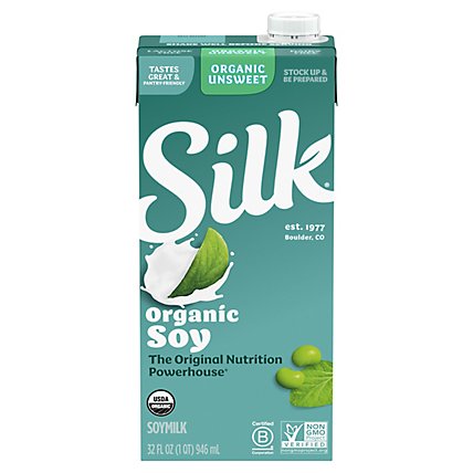 Silk Soymilk Organic Unsweet - 32 Fl. Oz. - Image 1