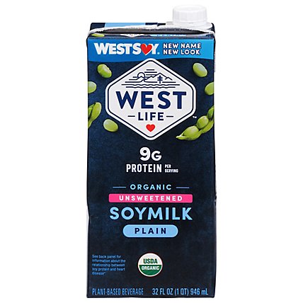 WestSoy Organic Soymilk Unsweetened Plain - 32 Fl. Oz. - Image 1