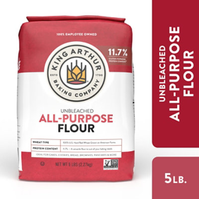 King Arthur Non-GMO Project Verified Certified Kosher No Preservatives All Purpose Unbleached Flour - 5 Lb - Image 1
