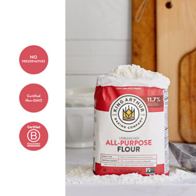 King Arthur Non-GMO Project Verified Certified Kosher No Preservatives All Purpose Unbleached Flour - 5 Lb - Image 3