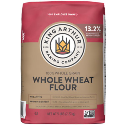 King Arthur Non-GMO Project Verified Certified Kosher 100% Whole Grain Whole Wheat Flour - 5 Lb - Image 2