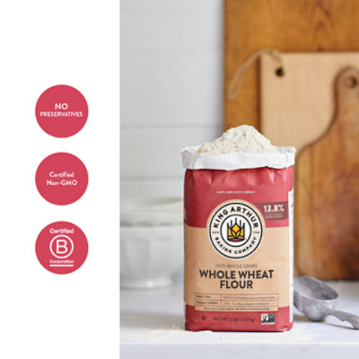 King Arthur Non-GMO Project Verified Certified Kosher 100% Whole Grain Whole Wheat Flour - 5 Lb - Image 5