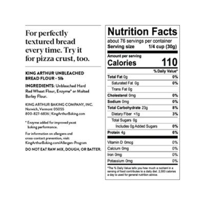 King Arthur Non-GMO Project Verified Certified Kosher No Preservatives Unbleached Bread Flour - 5 Lb - Image 5