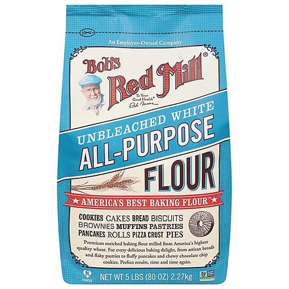 Bobs Red Mill Flour For Baking All Purpose Unbleached White - 5 Lb