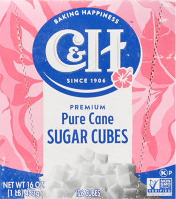 C&H Premium Pure Cane Sugar Cubes 126 Count - 1 Lb - Image 1