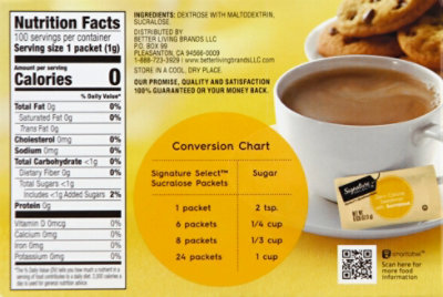 Signature SELECT Sucralose Sweetener Packets - 100 Count - Image 4
