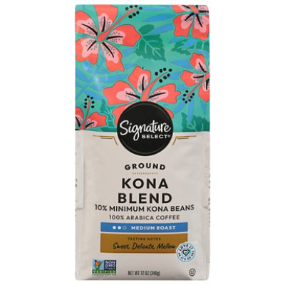 Signature SELECT Coffee Ground Medium Roasted Kona Blend - 12 Oz - Image 1