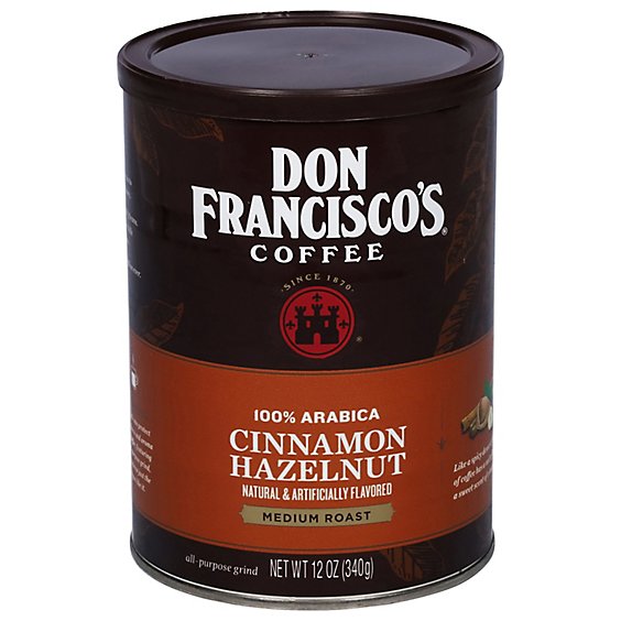 Don Franciscos Coffee All Purpose Grind Medium Roast Cinnamon Hazelnut - 12 Oz