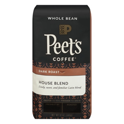 Peet's House Blend Dark Roast Whole Bean Coffee Bag - 12 Oz