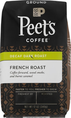 Peets Coffee Coffee Ground Deep Roast French Roast Decaffeinated - 12 Oz