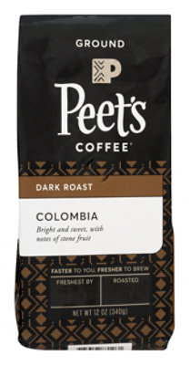 Peets Coffee Coffee Ground Deep Roast Colombia - 12 Oz