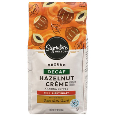 Signature SELECT Coffee Arabica Ground Light Roast Hazelnut Creme Decaf - 12 Oz - Image 1