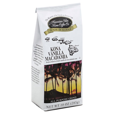 Hawaiian Isles Coffee All Purpose Grind Vanilla Macadamia - 10 Oz