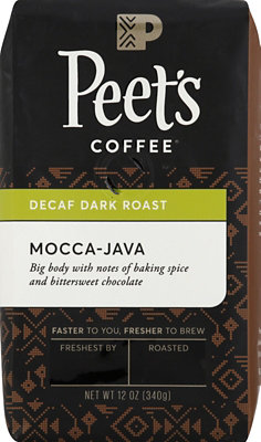 Peets Coffee Coffee Ground Deep Roast Mocca-Java Decaffeinated - 12 Oz
