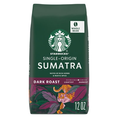 Starbucks Sumatra 100% Arabica Dark Roast Whole Bean Coffee Bag - 12 Oz