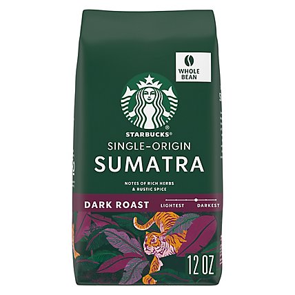 Starbucks Sumatra 100% Arabica Dark Roast Whole Bean Coffee Bag - 12 Oz - Image 1