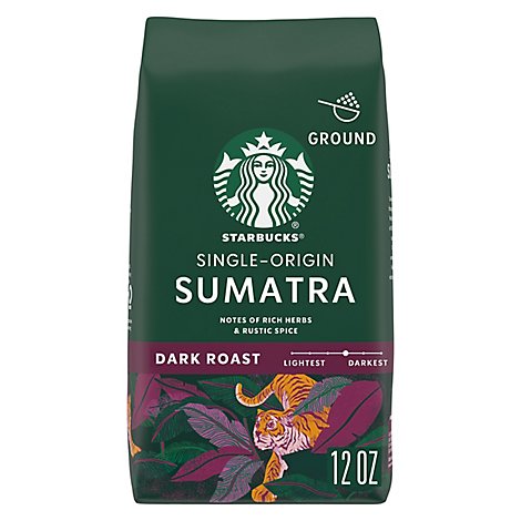 Starbucks Coffee Ground Dark Roast Sumatra Bag - 12 Oz