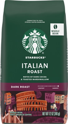 Starbucks Italian Roast 100% Arabica Dark Roast Whole Bean Coffee Bag - 12 Oz - Image 2