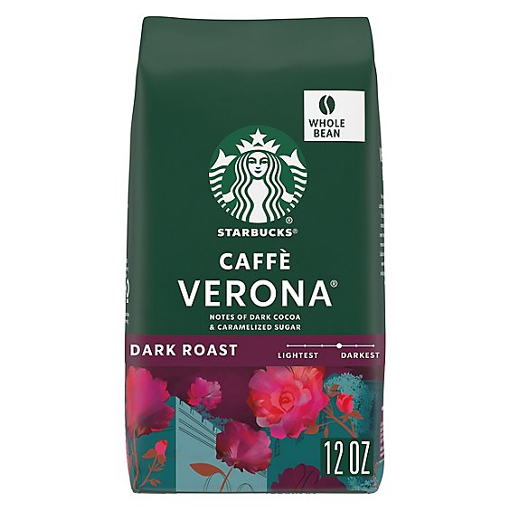 Starbucks Caffe Verona 100% Arabica Dark Roast Whole Bean Coffee Bag - 12 Oz