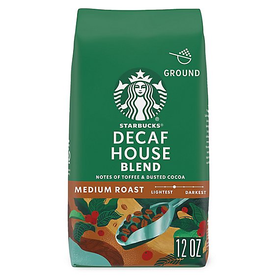 Starbucks Decaf House Blend 100% Arabica Medium Roast Ground Coffee Bag - 12 Oz