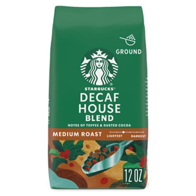 Starbucks Coffee Ground Medium Roast House Blend Decaf Bag - 12 Oz
