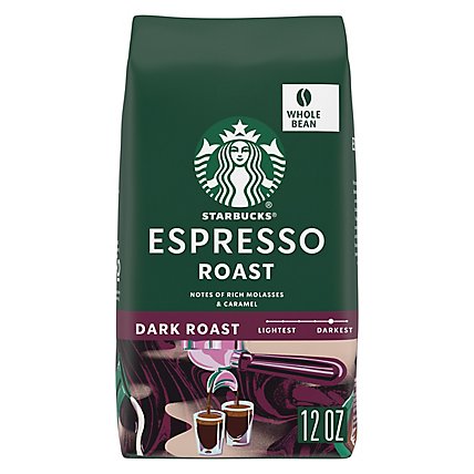 Starbucks Espresso Roast 100% Arabica Dark Roast Whole Bean Coffee Bag - 12 Oz - Image 1