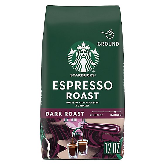 Starbucks Espresso Roast 100% Arabica Dark Roast Ground Coffee Bag - 12 Oz