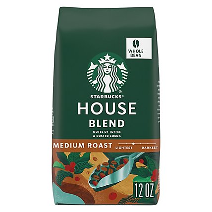 Starbucks House Blend 100% Arabica Medium Roast Whole Bean Coffee Bag - 12 Oz - Image 1